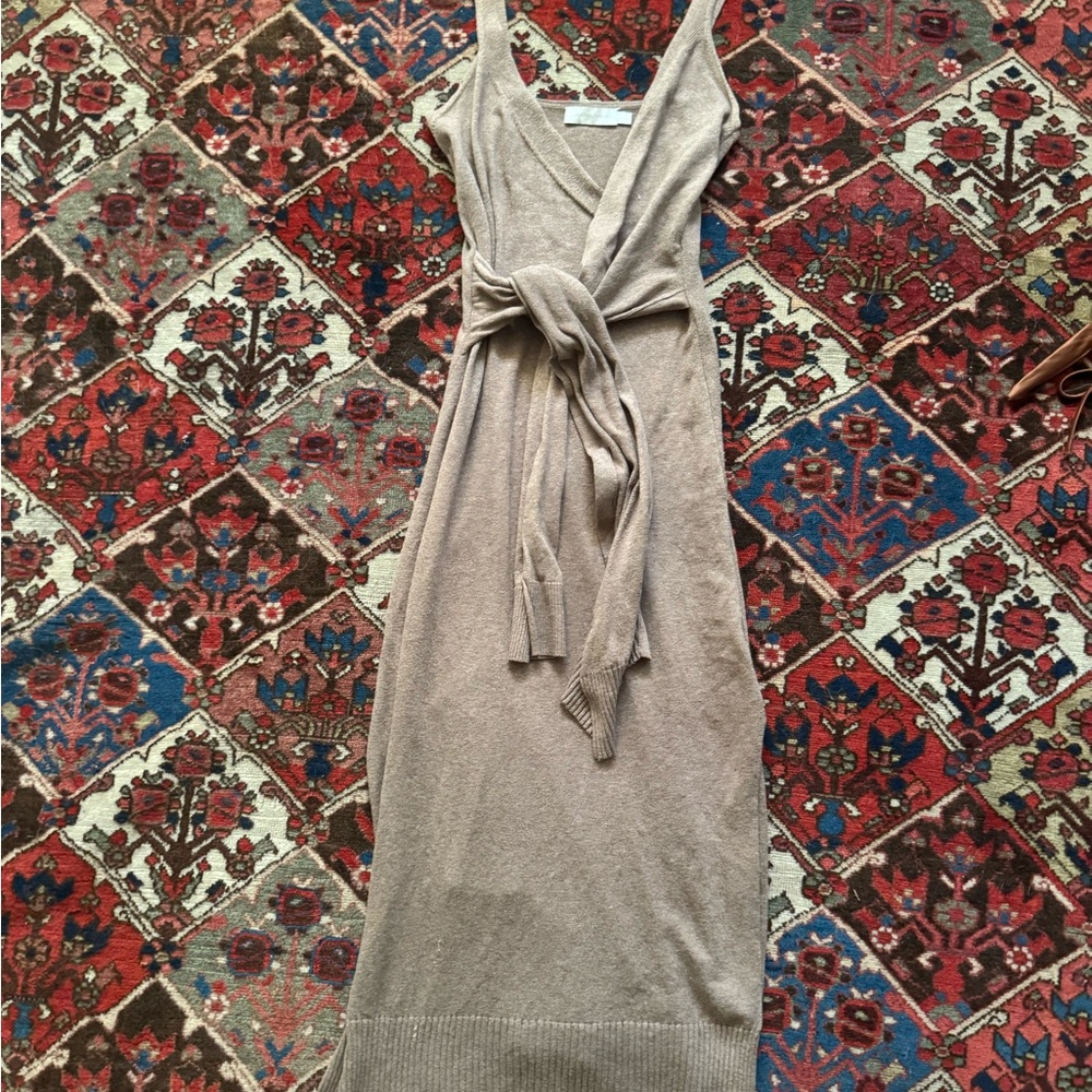 Jonathan Simkhai Ezra wrap dress in Taupe Beige 10% Cashmere
